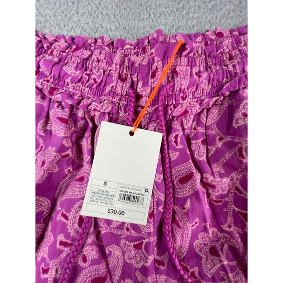 Knox Rose Pants Womens Small Pink Paisley Wide Leg Casual Elastic Drawstring NWT - Picture 3 of 9